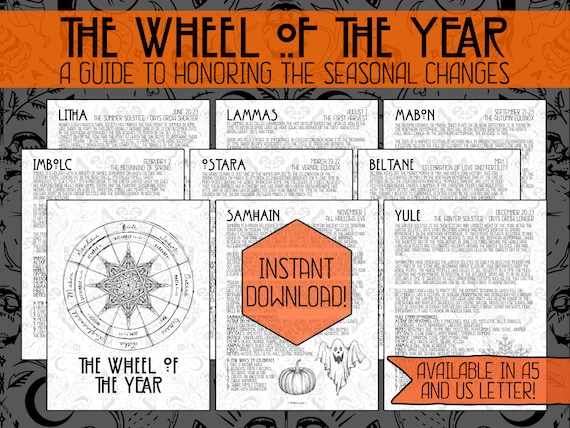 Wheel Of The Year | Pagan Sabbats | Instant Download | Printable Pages | Grimoire | Book Of Shadows