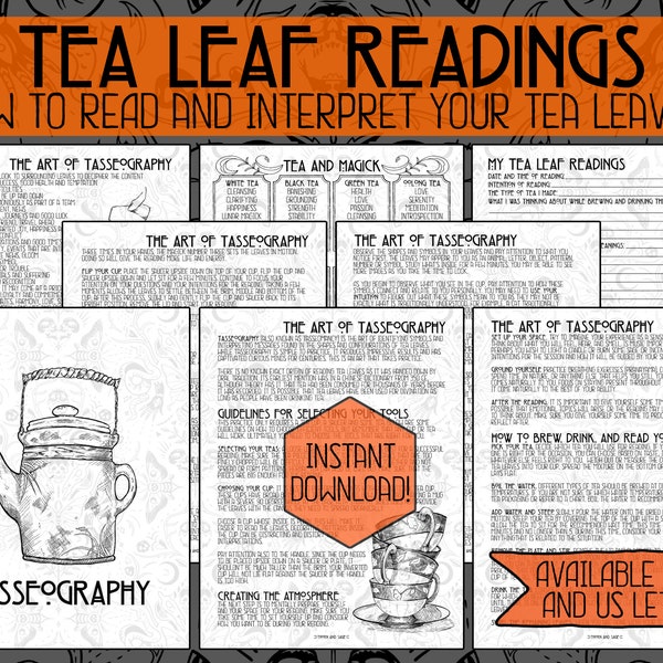 Tea Leaf Reading Guide | Tasseography | How to Read Tea Leaves | Printable Pages | Grimoire | Book Of Shadows | Instant Download