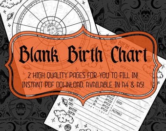 Carta astral en blanco: Guía de aprendizaje de astrología (Descarga instantánea)