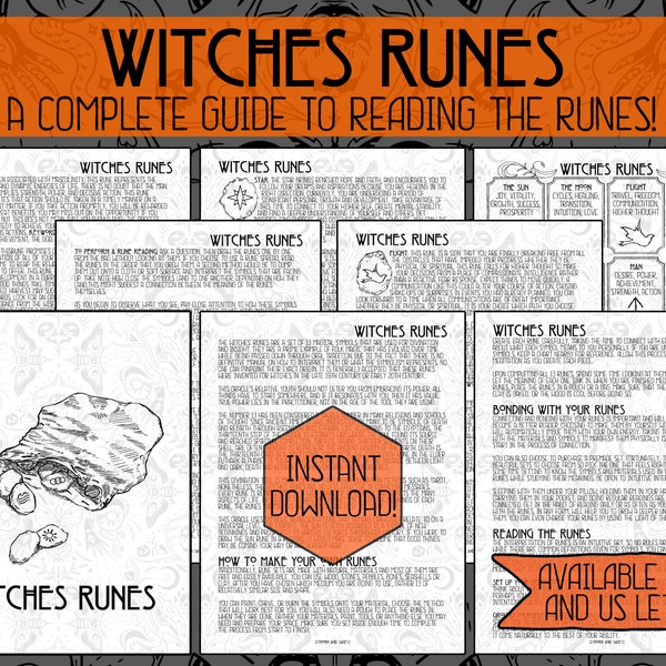 Witches Runes Guide | Rune Cheat Sheets | Instant Download | Printable Pages | Grimoire | Book Of Shadows | Divination