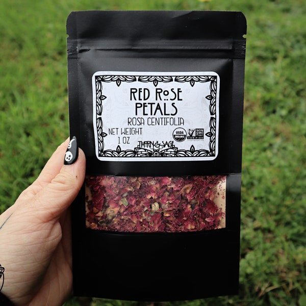 Organic Rose Petals | 1 oz | Dried | Loose Leaf for Tea or Incense | Rosa Centifolia