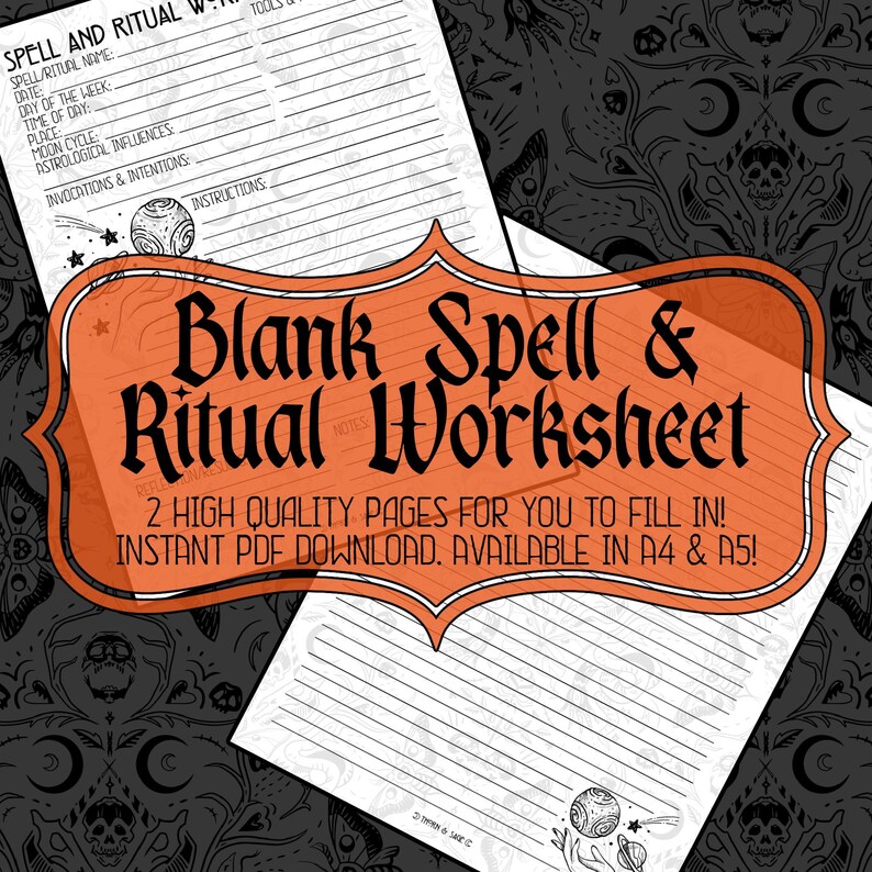 Savoring Rituals Worksheet Spell & Ritual Worksheet: Grimoire Pages, Book of Shadows (printable ...