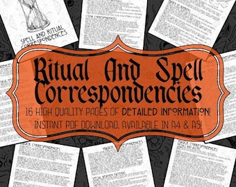 Magick Correspondences | Ritual and Spell Correspondences | Printable Pages | Grimoire | Book Of Shadows | Instant Download