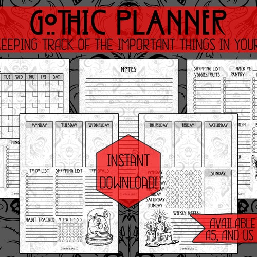 Free Gothic Planner Printables