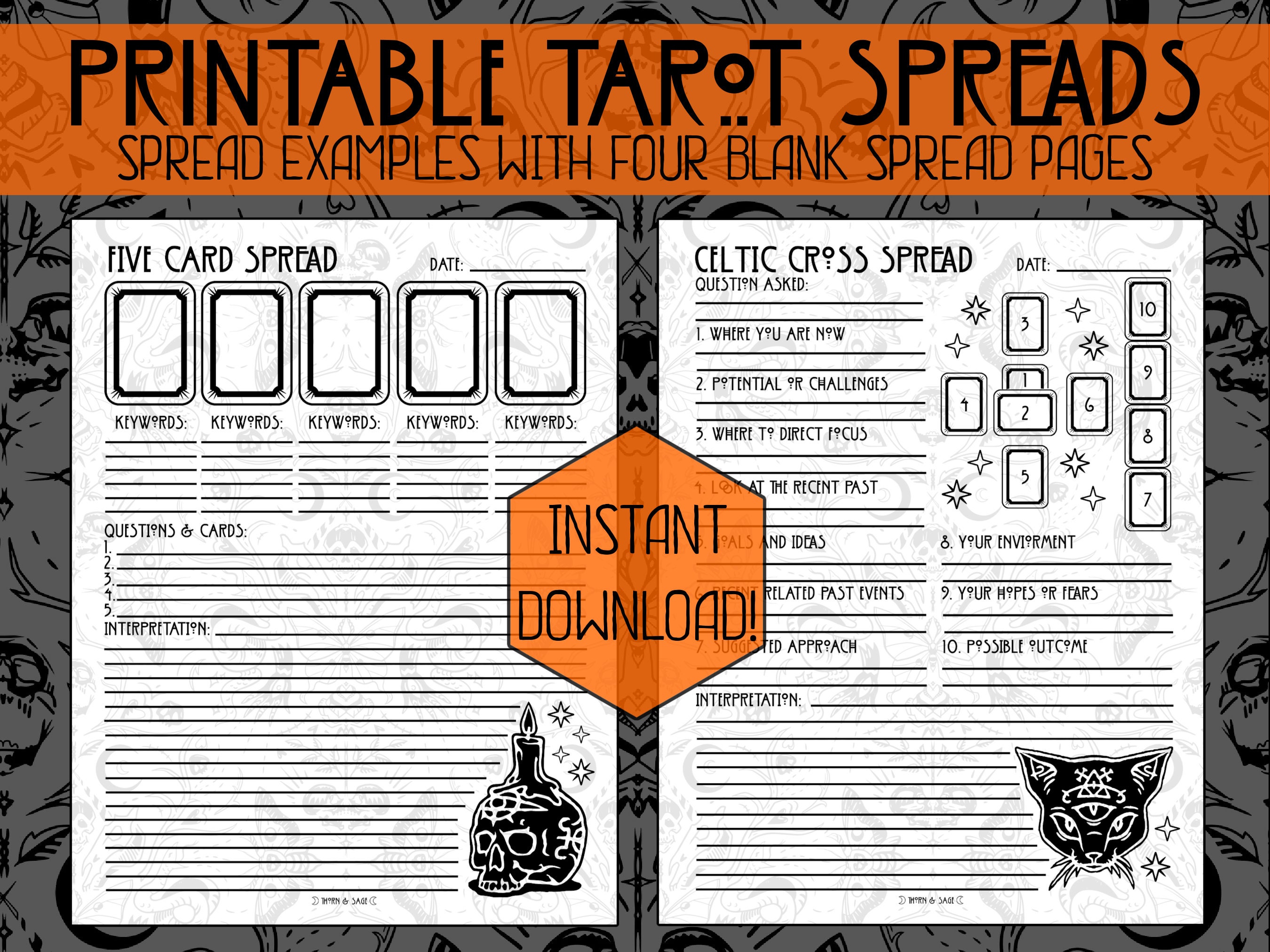 Blank Tarot Spreads Template PDF Create Your Own Spreads 6 Card