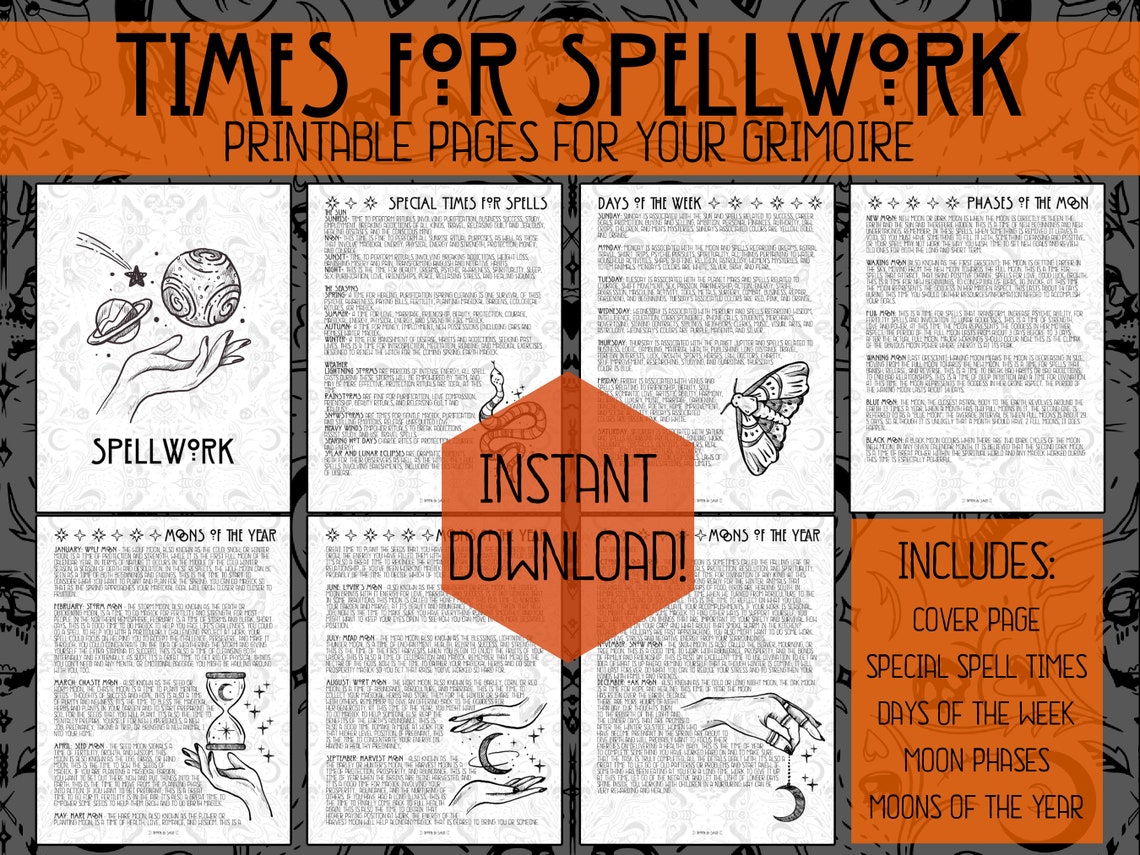 Spell Time Correspondences Instant Download Printable Etsy