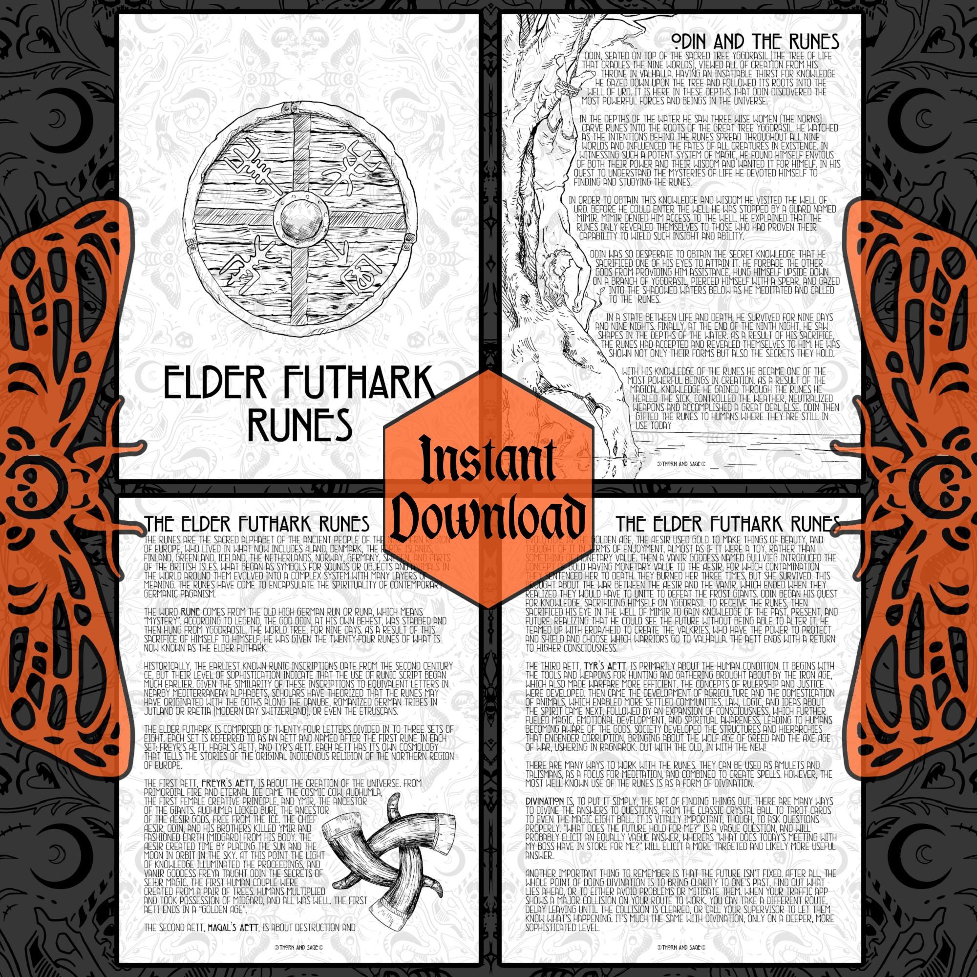 Elder Futhark Runes Guide: Printable Cheat Sheets (instant Download) - Etsy