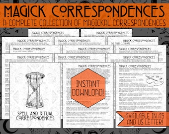 Magick Correspondences | Ritual and Spell Correspondences | Printable Pages | Grimoire | Book Of Shadows | Instant Download