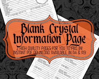 Blank Crystal Grimoire Page: Crystal Magick, Book of Shadows (PDF Download)