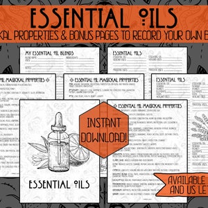 Essential Oils Guide | Make Your Own Essential Oil Blends | Essential Oils Cheat Sheets | Digital Grimoire Pages | Book Of Shadows