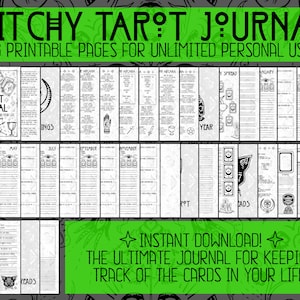 Witchy Tarot Journal | 38 Printable Pages | Instant Download | Tarot Cards | Divination | Tarot Cheat Sheets | Printable Journal