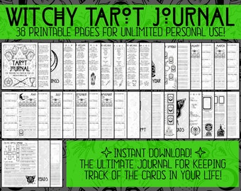 Witchy Tarot Journal: 38 Printable Pages, Divination (Instant Download)