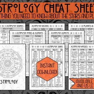 Astrology Cheat Sheets | Learn Astrology | Astrology Guide | Printable Pages | Grimoire | Book Of Shadows | Instant Download