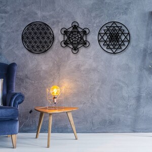 Sacred Geometry Wall Art Sri Yantra Flower of Life Metal - Etsy