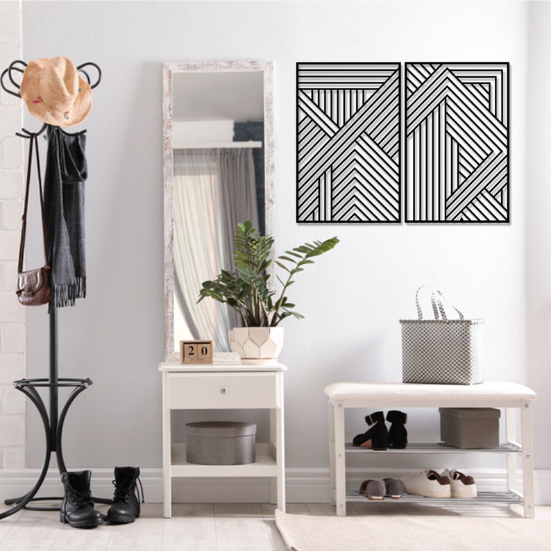 Line Wall Art Metal Wall Art Minimalist Art Geometric Metal Etsy