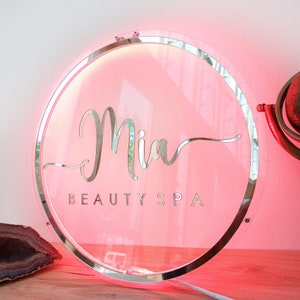 Mirror Logo Sign Business Neon Lights Custom Logo Mirror 3D - Etsy