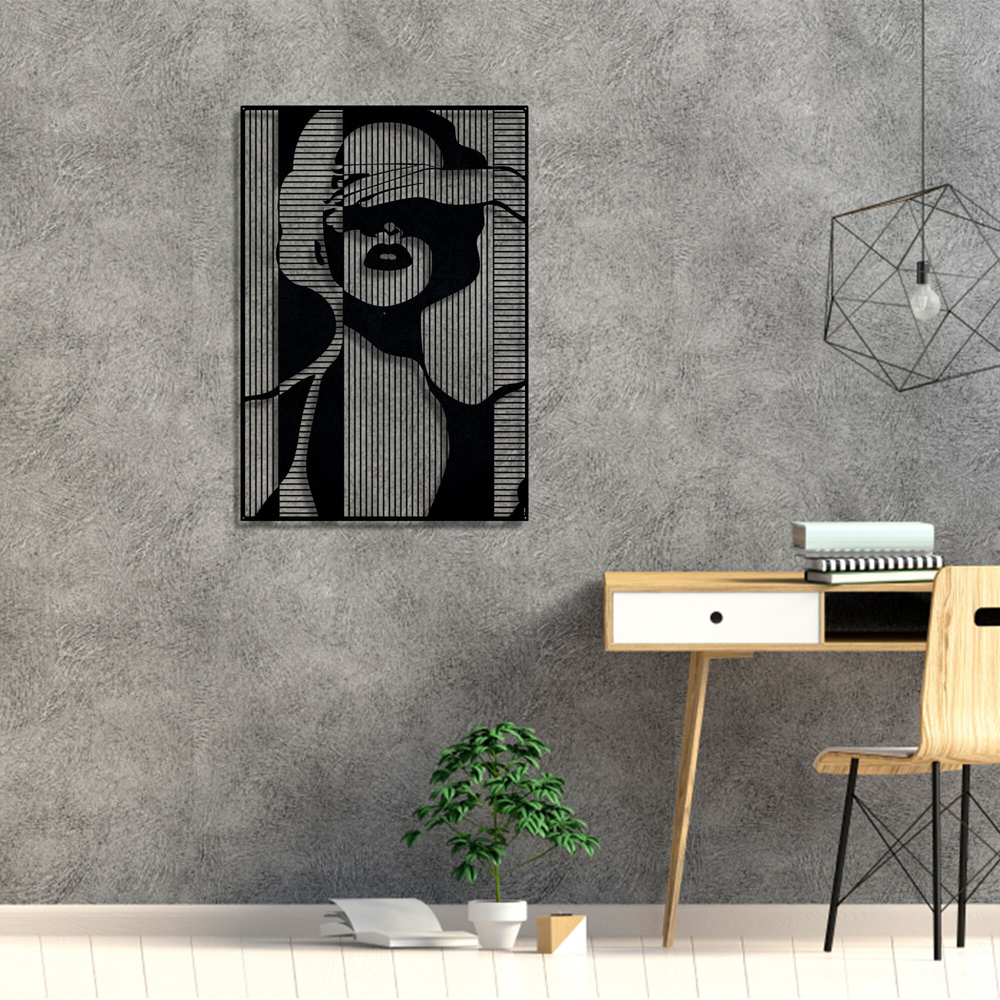 Woman Line Art Metal Wall Art Woman Face Art Metal Wall Etsy Australia