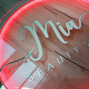 Mirror Logo Sign Business Neon Lights Custom Logo Mirror 3D - Etsy