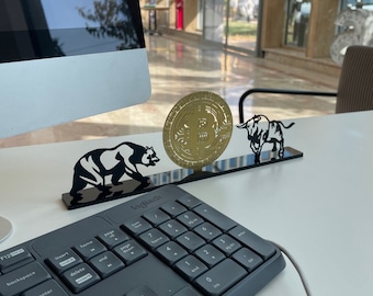 Cryptocurrency art,metal gifts, desktop gifts, bitcoin bull, bridesmaid gifts,business gifts,groomsman gifts, crypto currency, BTC coin
