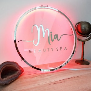 Mirror Logo Sign Business Neon Lights Custom Logo Mirror 3D - Etsy
