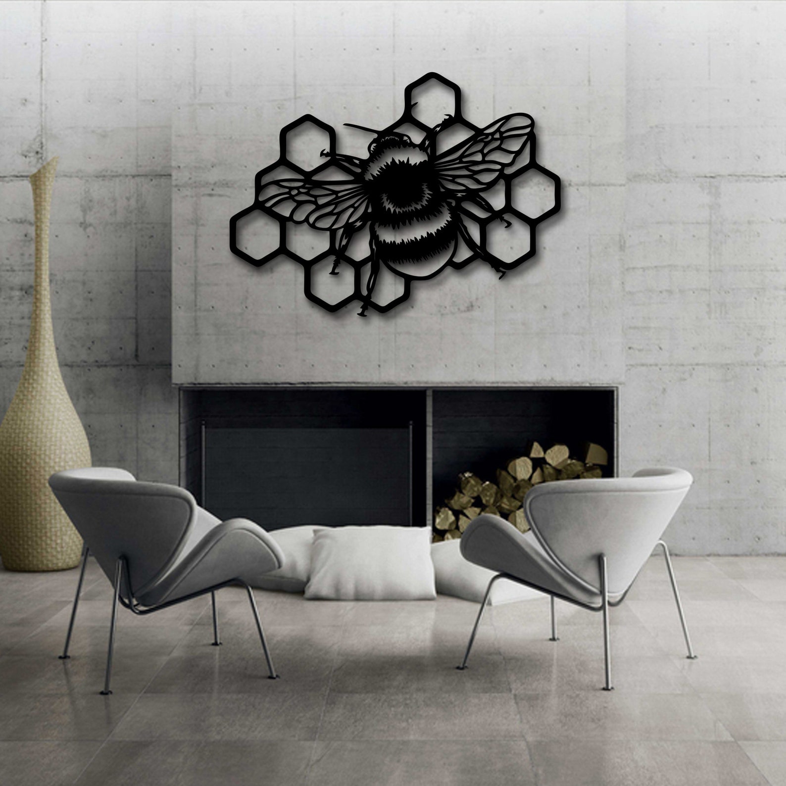 Bee Metal Wall Art Metal Bee Honey Comb Garden Decor Metal Etsy