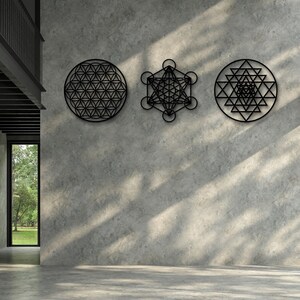 Sacred Geometry Wall Art Sri Yantra Flower of Life Metal - Etsy