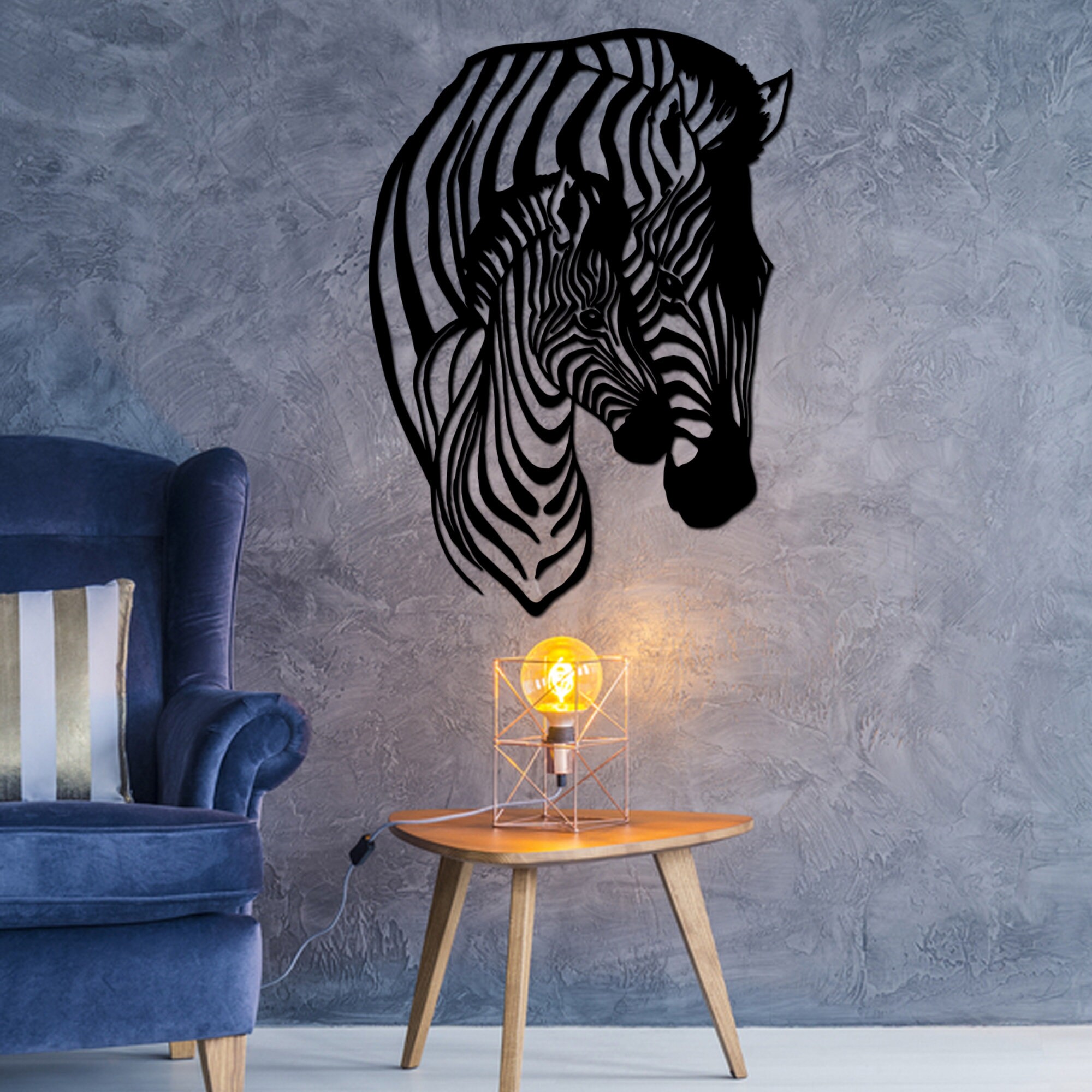 Zebra Metal Wall Art Animal Wall Decor Wildlife Metal Wall Etsy