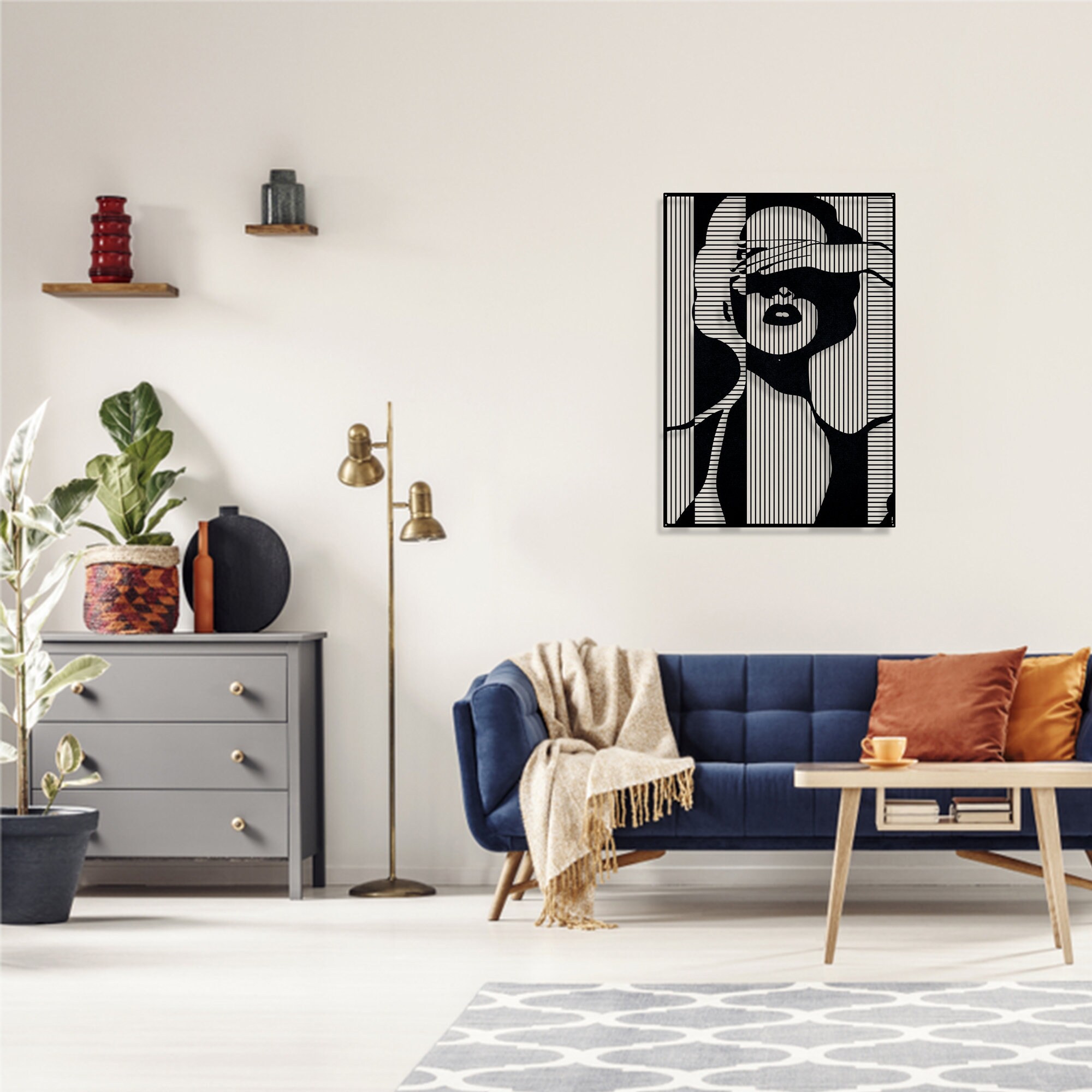 Woman Line Art Metal Wall Art Woman Face Art Metal Wall Etsy Australia