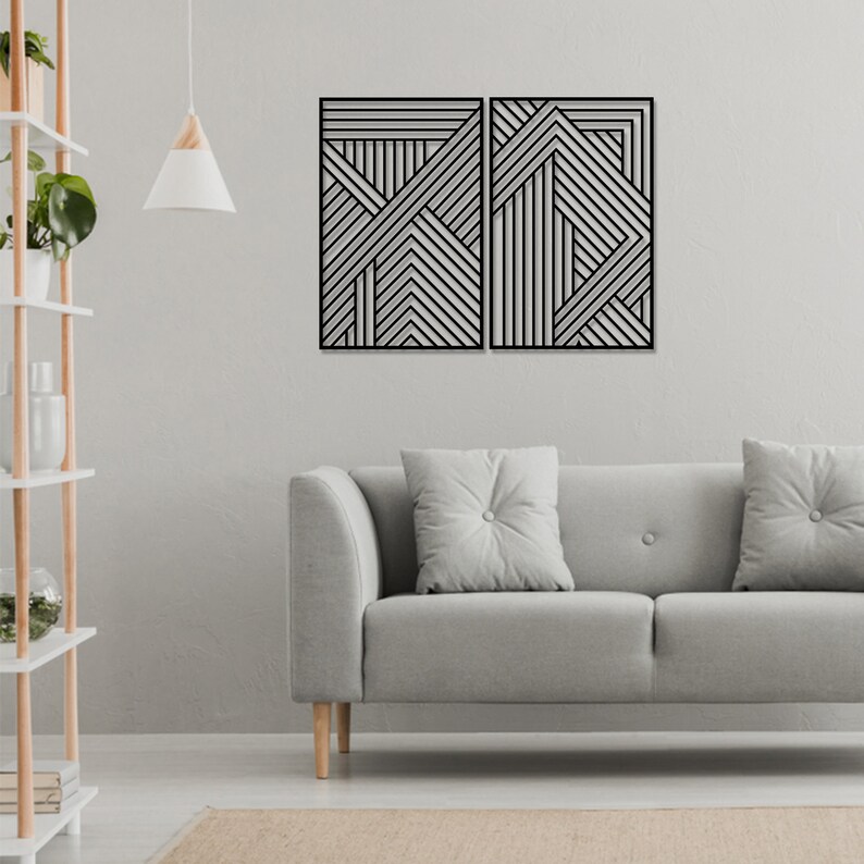 Line Wall Art Metal Wall Art Minimalist Art Geometric Metal Etsy