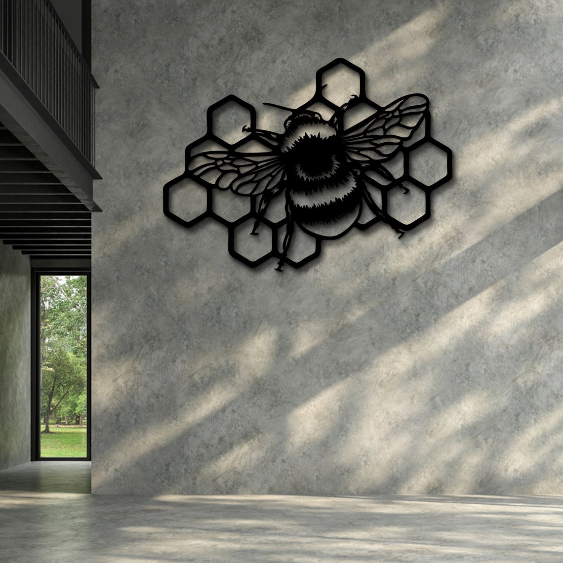 Gold Metal Bee Door Topper With Honeycomb Design For Home