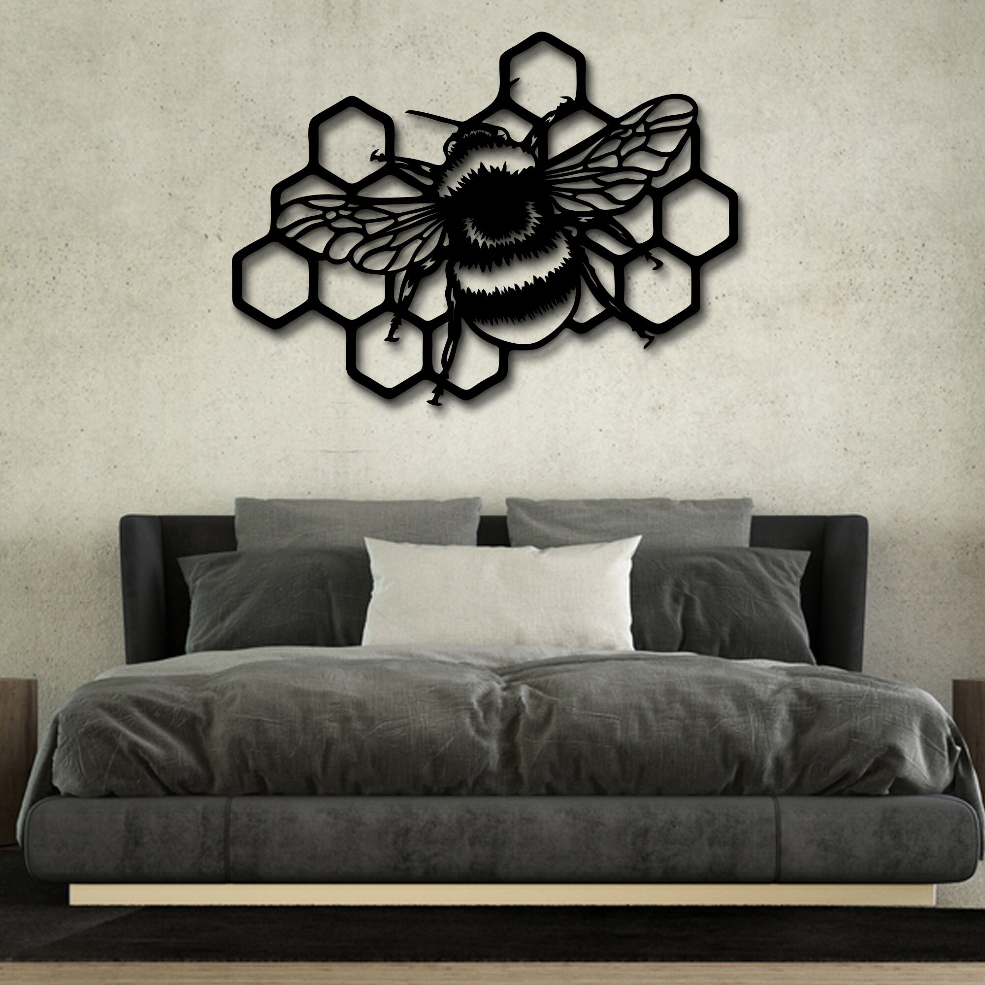 Bee Metal Wall Art Metal Bee Honey Comb Garden Decor Garden Etsy UK