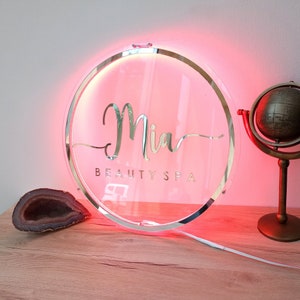 Mirror Logo Sign Business Neon Lights Custom Logo Mirror 3D - Etsy