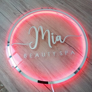 Mirror Logo Sign Business Neon Lights Custom Logo Mirror 3D - Etsy