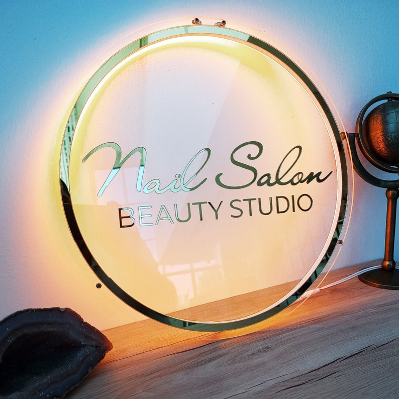 Custom Logo Mirror Business Neon Lights Mirror Logo Sign - Etsy