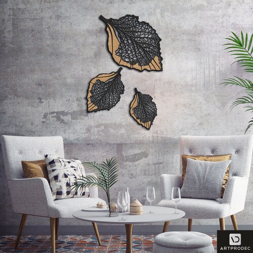 Leaf Metal Wall Art Modern Wall Decor Leaves Metal Wall Etsy