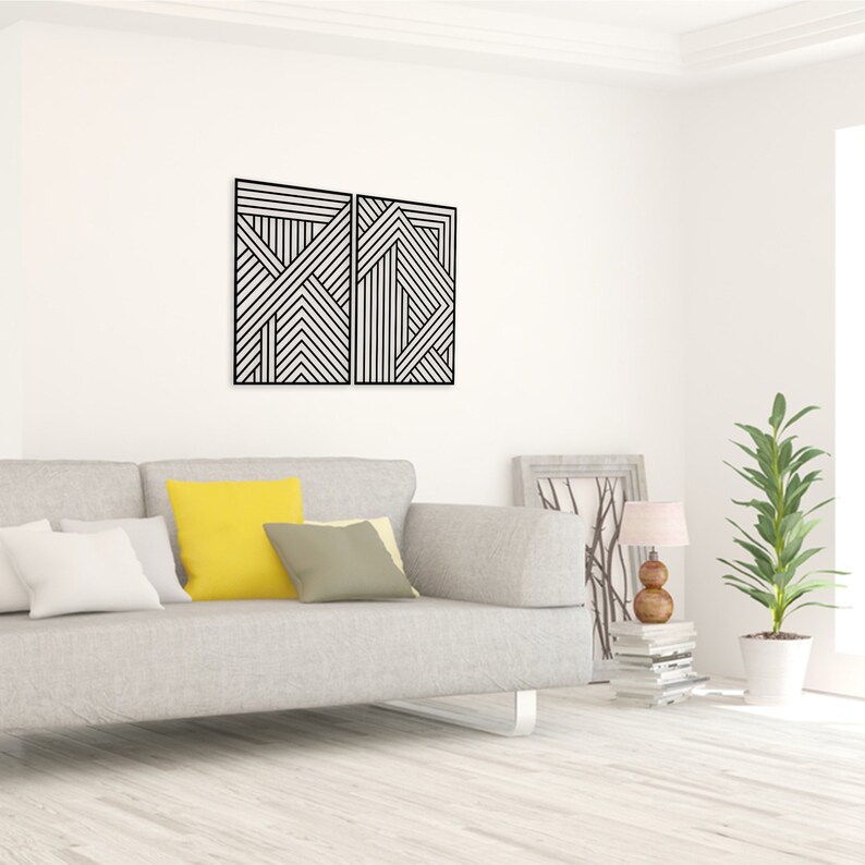 Line Wall Art Metal Wall Art Minimalist Art Geometric Metal Etsy