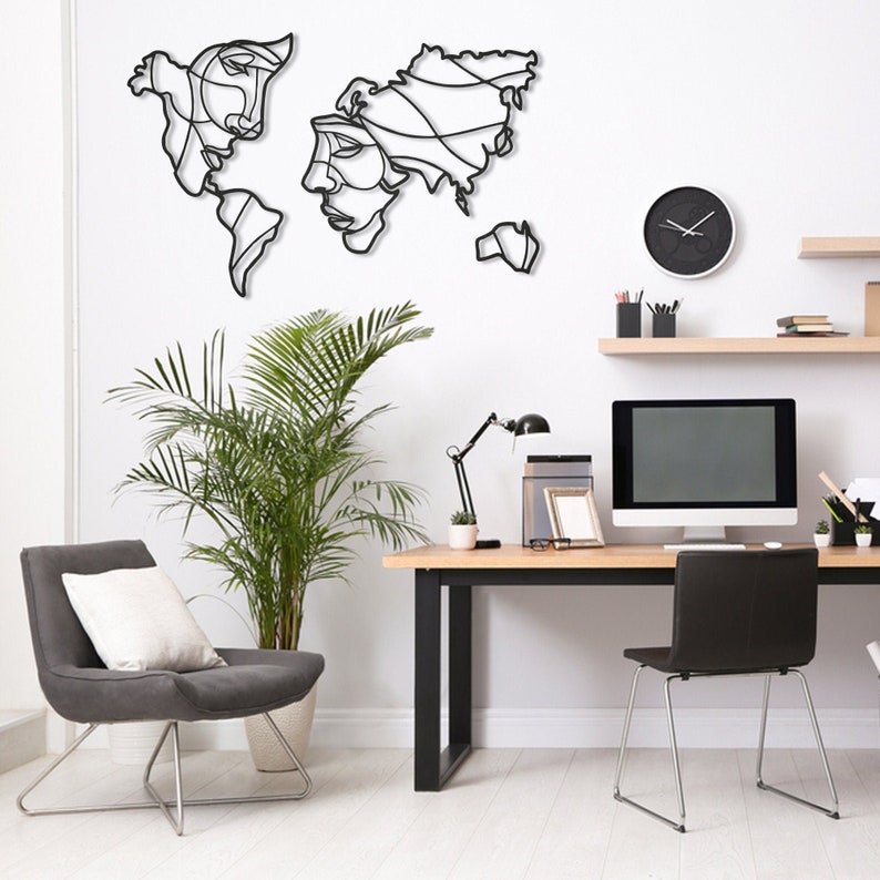 Metal World Map Map of Life Metal Wall Decor Metal Wall Etsy