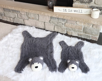 Bear Rug, Bear Rug Nursery, Nursery Bear Rug, Crochet Bear Rug, Bear Skin Rug, Bear Nursery Rug, Dark Gray Bear Rug, Charcoal Bear Rug