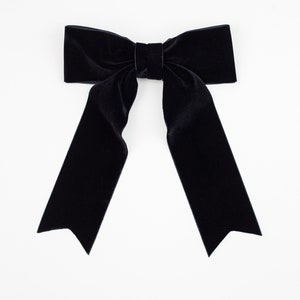 Black Oversized Velvet Hair Bow Long Ribbon Tails French - Etsy