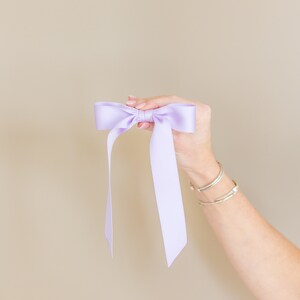 Lavender Satin Ribbon Hair Bow Barrette, Bow Clip Grace & Grandeur Florence Satin Bow image 4