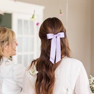 Lavender Satin Ribbon Hair Bow Barrette, Bow Clip Grace & Grandeur Florence Satin Bow image 3