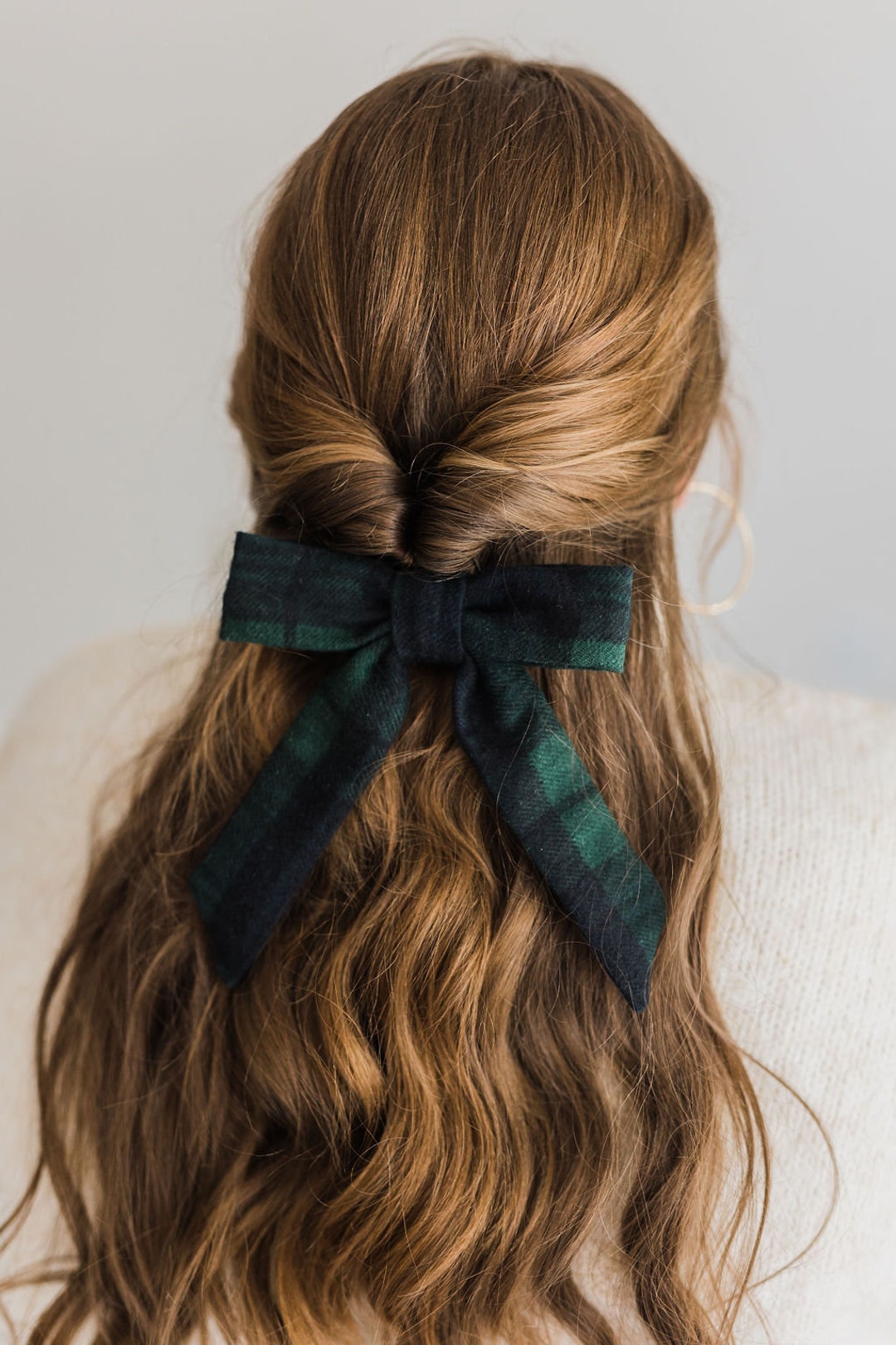 Blackwatch Plaid Flannel Fabric Hair Bow Hair Clip Fall - Etsy