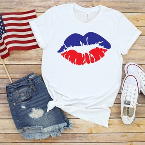 Lips Unisex Shirt - Fourth Of July - Patriotic - USA - Red White and Blue - Memorial Day - Stars and Stripes