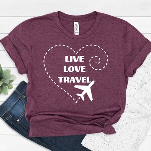 Live Love Travel Adult Unisex T Shirt - Group Matching  - Tour - Trip - Vacation - Summer - Airplane - Reunion