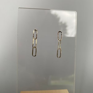 Pendant earrings made with Paperclip sterling silver chain