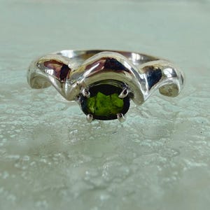 Handmade Sterling Silver Green Tourmaline Ring | Ocean Inspired Statement Ring | Artisan Fine Jewelry | One of a Kind Gift