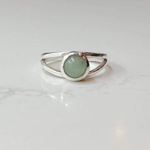 Double Ring sterling silver 925, aventurine set bezel set stone, hand made