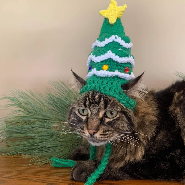 Christmas Tree, Holiday, Tree, Hats for Cats, Cat Costumes, Pet Costumes, Cat Hat, Cat Accessories, Cats, Cat Photo Prop, Hat