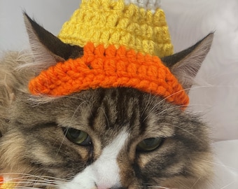 Candy Corn, Hats for Cats, Cat Costumes, Pet Costumes, Cat Hat, Cat Accessories, Cats, Cat Photo Prop, Crocheted Hat for Cats