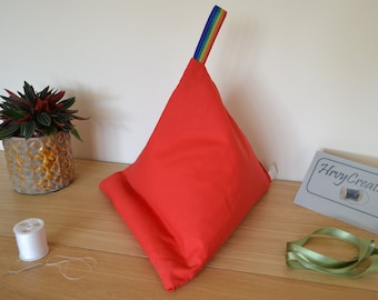 iPad Cushion Pillow Rest Stand - Fully lined.  Tech, book, phone, tablet, eReader, Kindle, bean bag - vibrant red